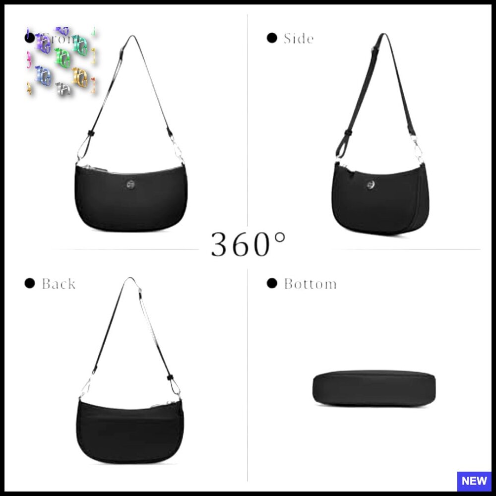 Nylon Shoulder Bag Adjustable Strap Hobo Purse Retro Chic Mini Clutch Spacious - Picture 5 of 7